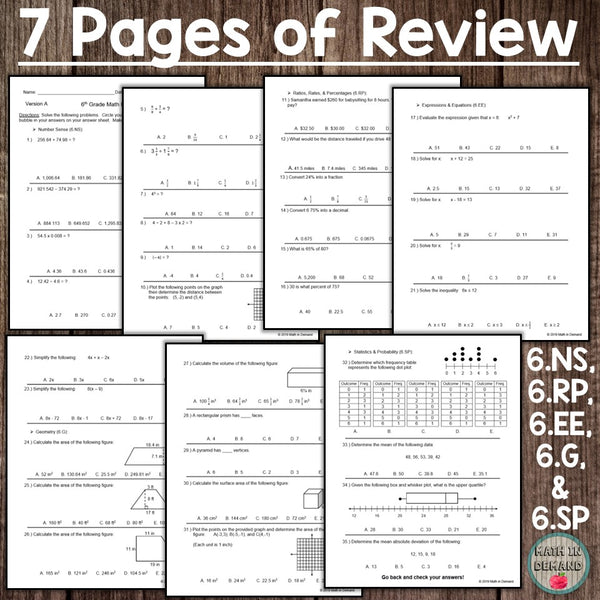 6th Grade Math End of Year Final (Editable) - Math in Demand
