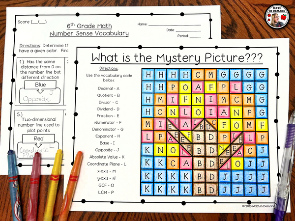 6th Grade Math Vocabulary Coloring Worksheet for 6 NS Math in Demand