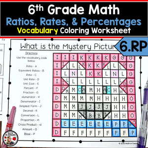 6th Grade Math Vocabulary Coloring Worksheet for 6.RP
