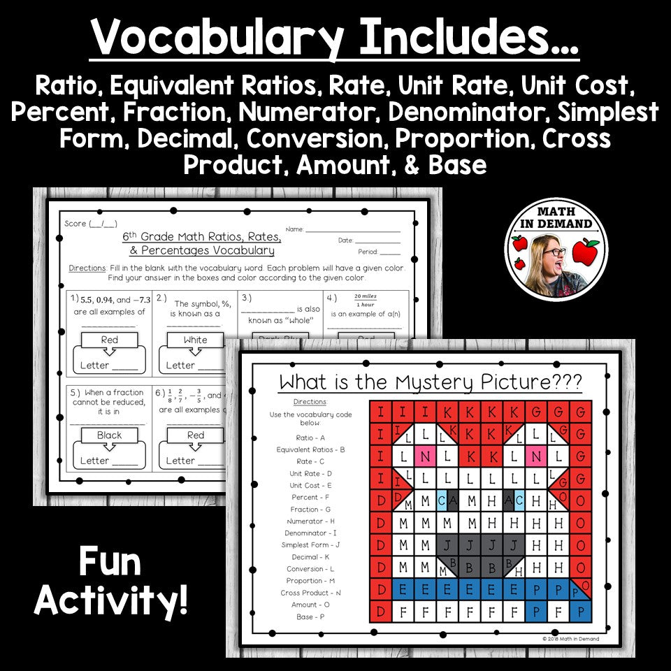 Equivalent Math Vocabulary Equivalent Ratios Worksheet