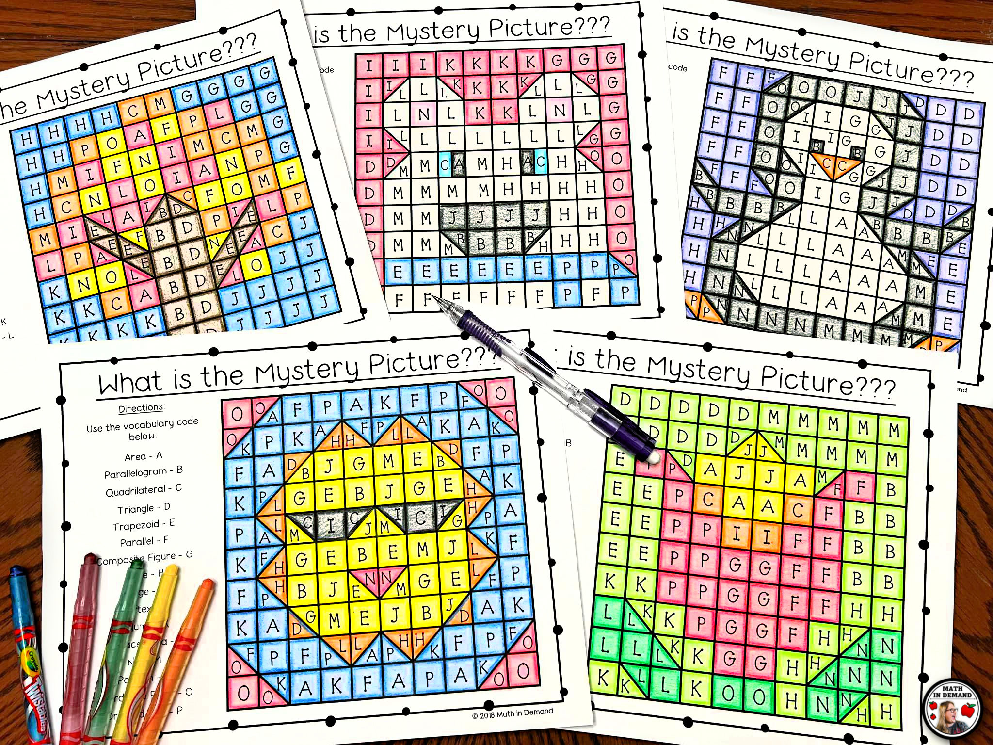 6th Grade Math Vocabulary Coloring Worksheets Bundle for  Math in Demand