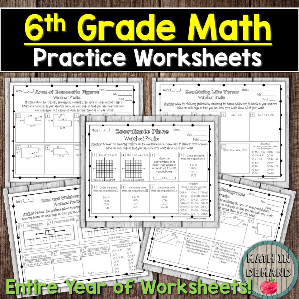 6th Grade Math Worksheets