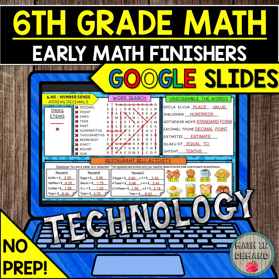 6th Grade Math Early Finishers in Google Slides