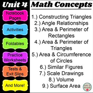 7th Grade Math Unit 4 Geometry Curriculum