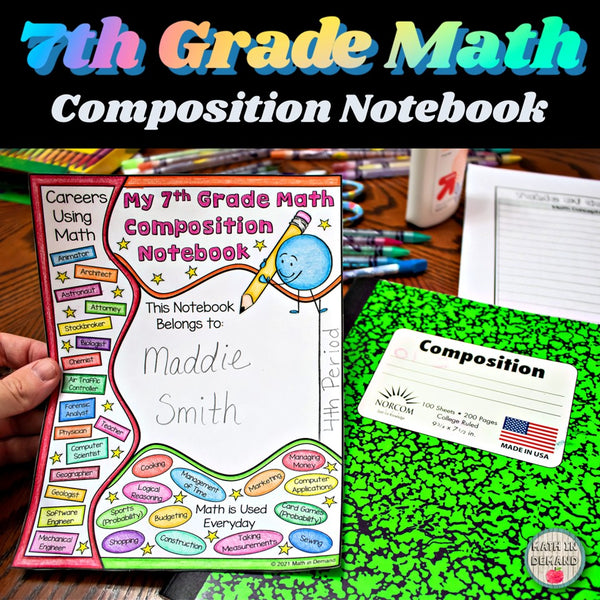 7th Grade Math Composition Notebook Math in Demand