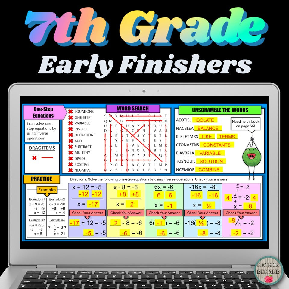 7th Grade Math Early Finishers in Google Slides