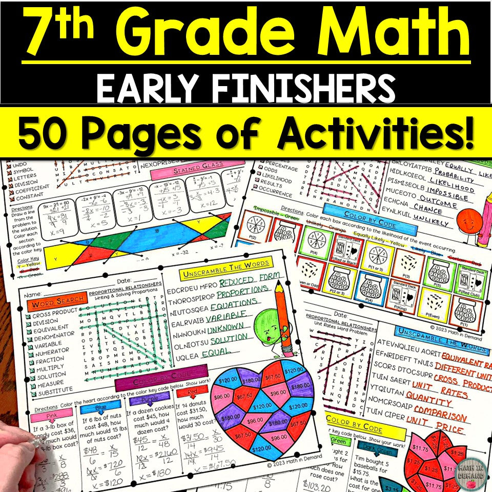 Middle School Math Early Finishers - Math in Demand