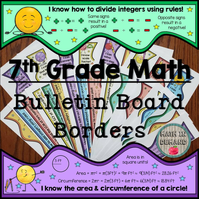 7th Grade Math Bulletin Board Borders - Math in Demand