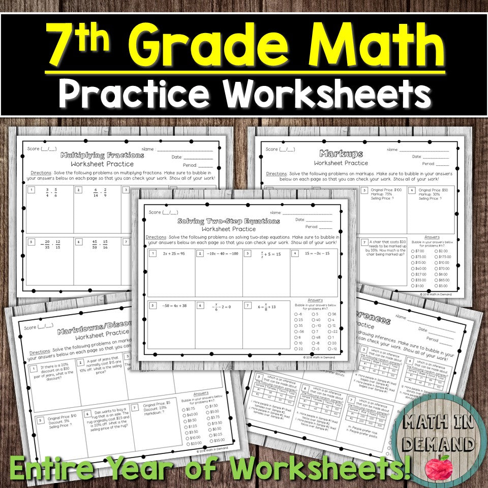 Math Practice Worksheets Bundle Math In Demand
