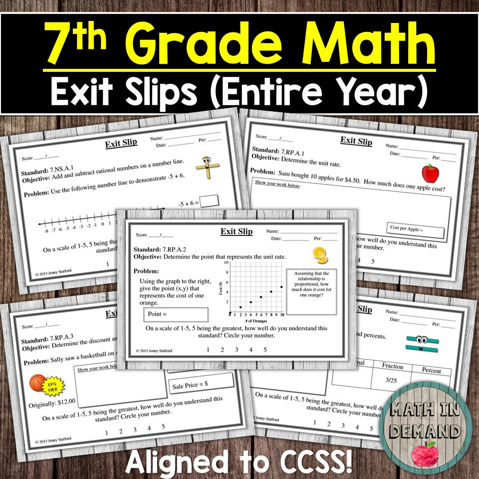 7th Grade Math Exit Slips