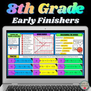 8th Grade Math Early Finishers in Google Slides