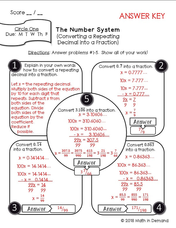 8th Grade Math Homework - Math in Demand
