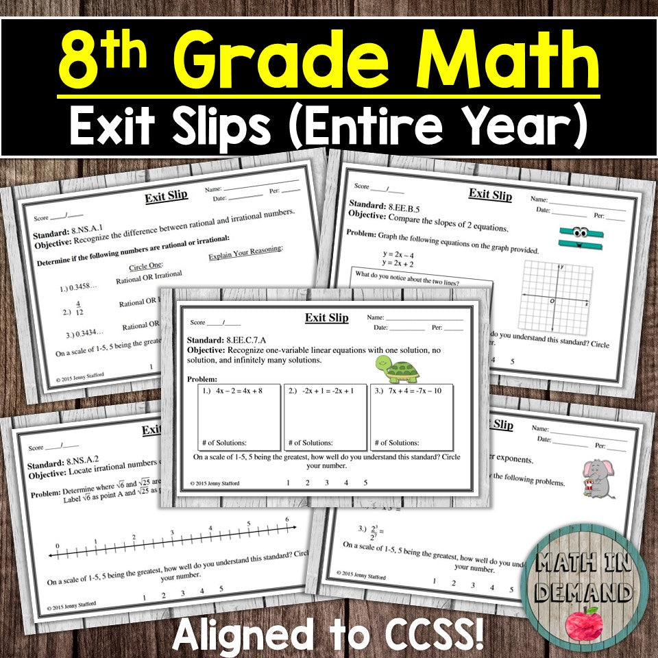 8th Grade Math Exit Slips