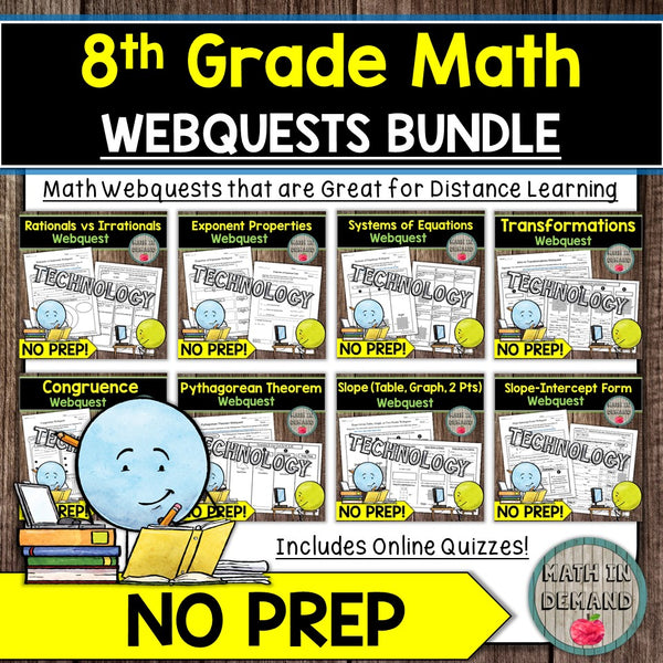 8th Grade Math Webquests Bundle - Math in Demand