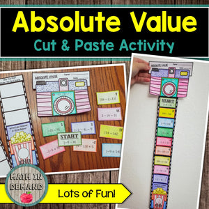 Absolute Value Cut & Paste Activity for Bulletin Boards