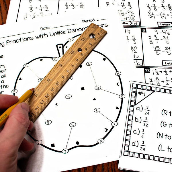 Adding and Subtracting Fractions Stained Glass Task Cards (Positive On ...