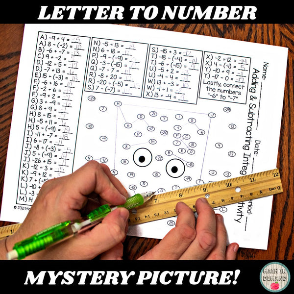 Adding & Subtracting Integers Letter to Number Halloween Activity ...