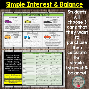 Buying a Car in GOOGLE SLIDES Simple Interest & Balance DISTANCE LEARNING