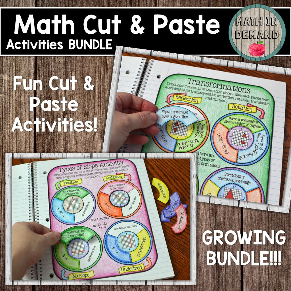 Math Cut and Paste Circular Activities Bundle
