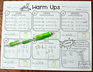 7th Grade Math Warm-Ups