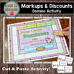 Markups and Discounts Dominoes Activity (Includes Markups, Discounts, Sales Tax)
