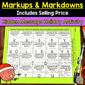Markups and Markdowns Cut & Paste Hidden Message Activity