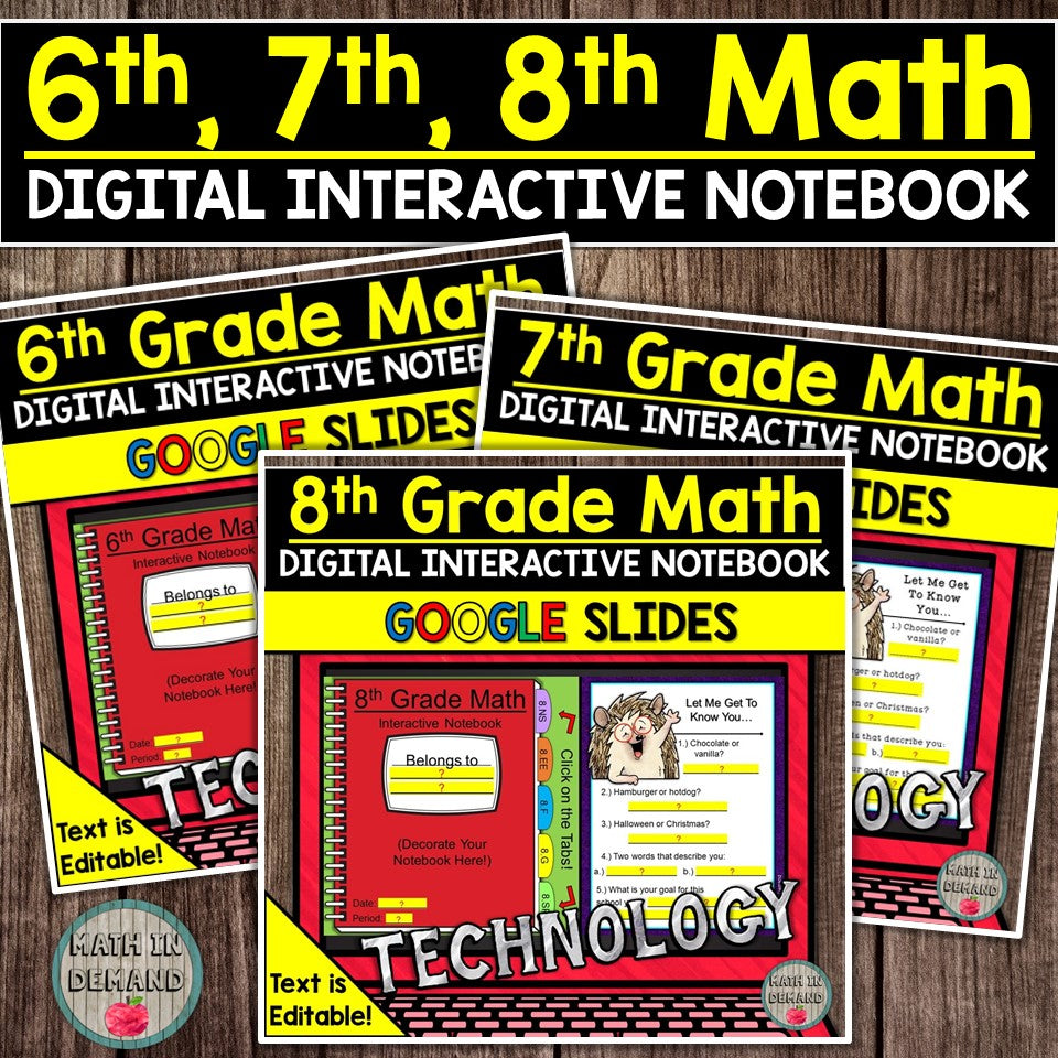 6th, 7th, and 8th Grade Math Digital Interactive Notebook Bundle