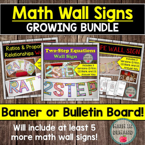 Math Wall Signs (Great for Math Banners or Math Bulletin Boards)