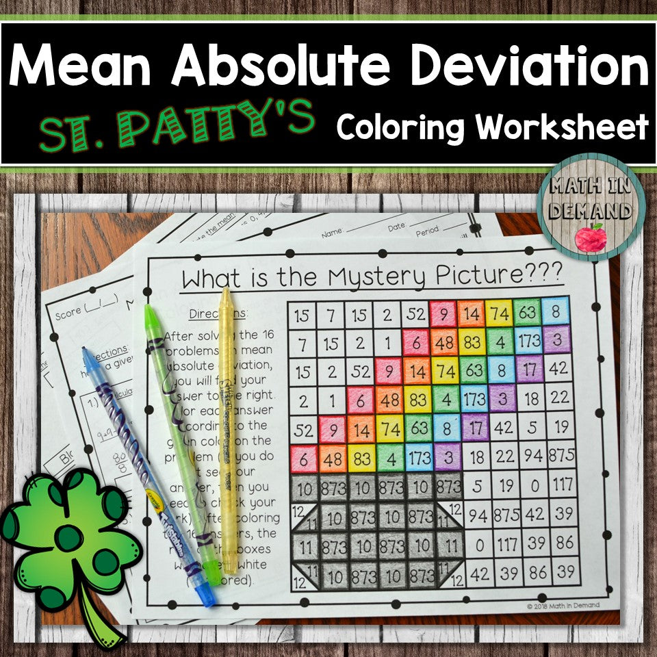 Mean Absolute Deviation Coloring Worksheet