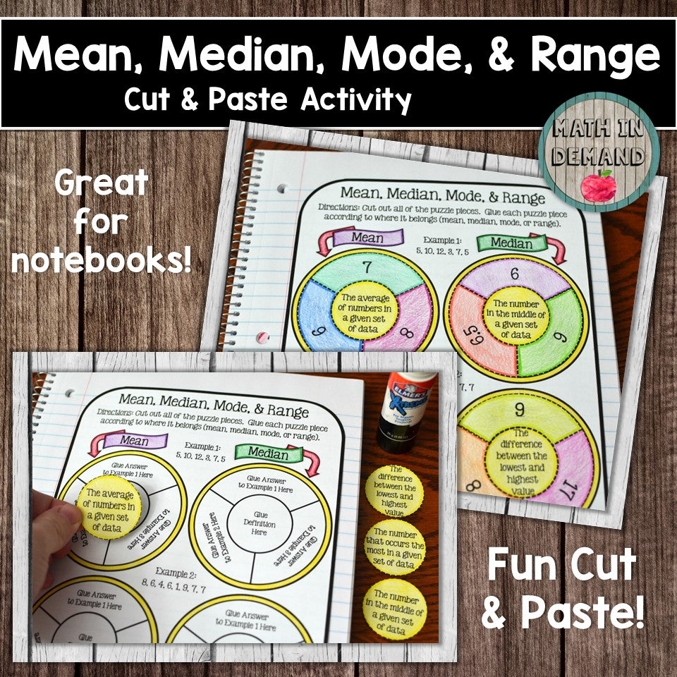 Mean, Median, Mode, and Range Cut and Paste Activity