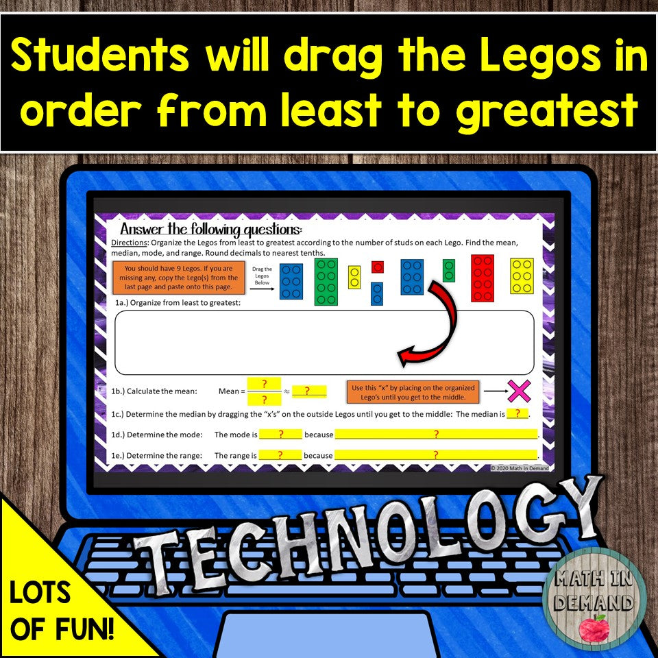 Mean, Median, Mode, and Range with Legos in Google Slides Distance Lea ...