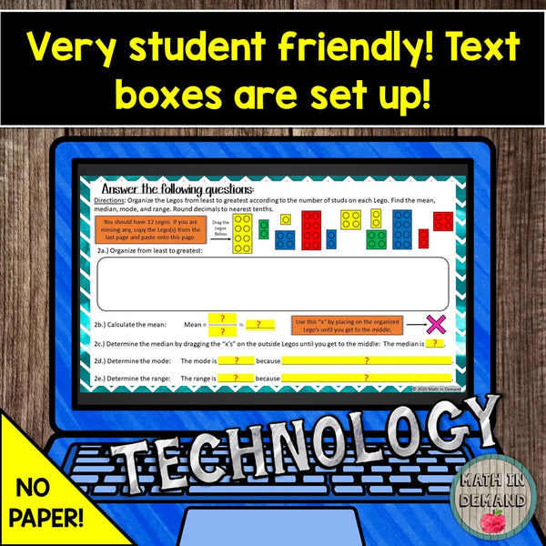 Mean, Median, Mode, and Range with Legos in Google Slides Distance Lea ...