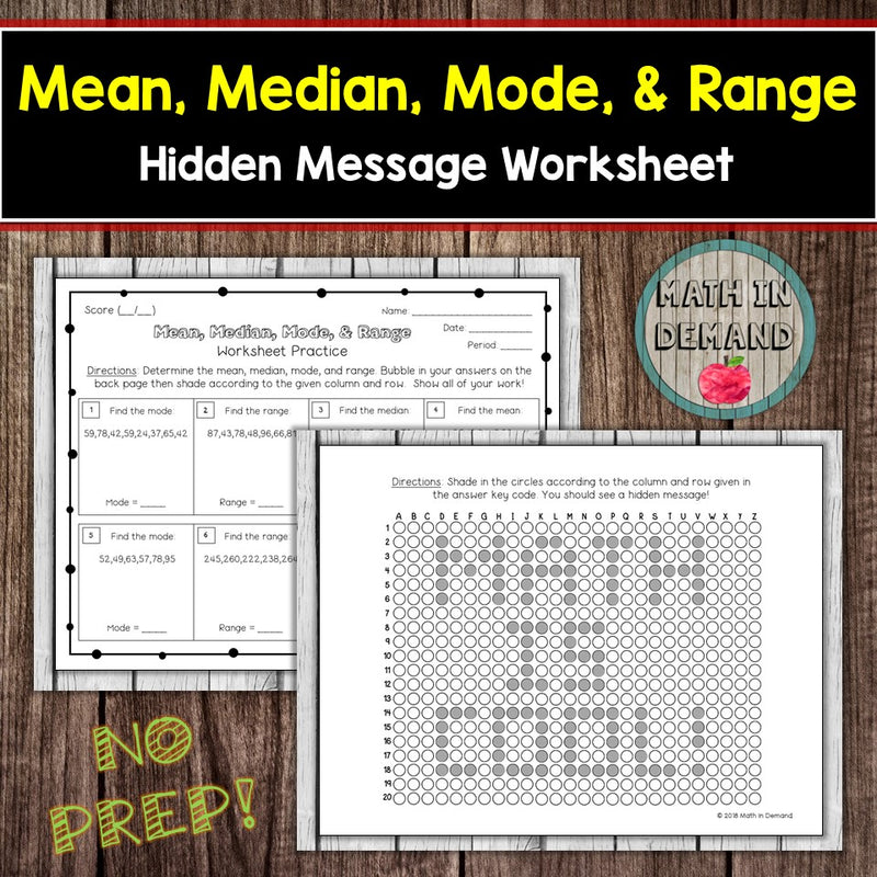 Mean Median Mode and Range Hidden Message Worksheet Math in Demand