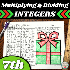 Multiplying and Dividing Integers Letter to Number Christmas 7th Grade Math