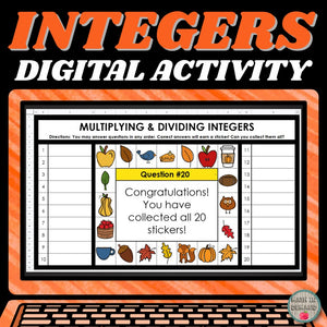 Multiplying & Dividing Integers Digital Sticker Activity in Google Sheets