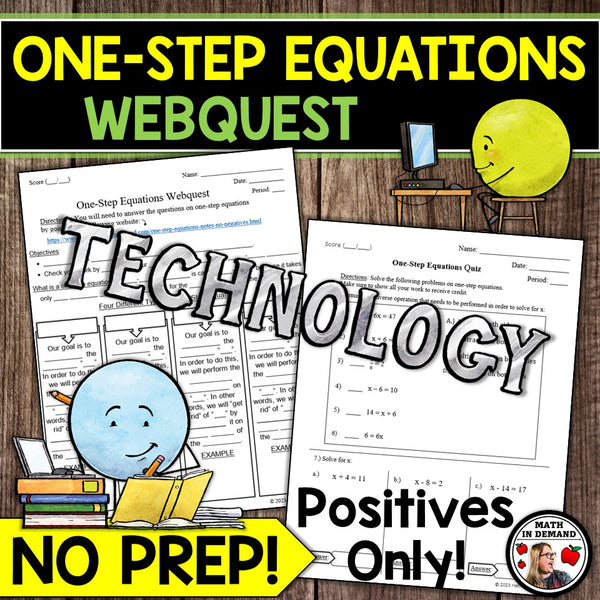 One-Step Equations Webquest (Positives Only) - Math in Demand