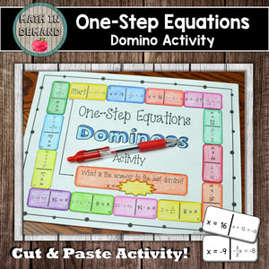 One-Step Equations Dominoes Activity (Includes Negatives)