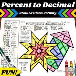 Percent-Decimal Conversions Fireworks Stained Glass