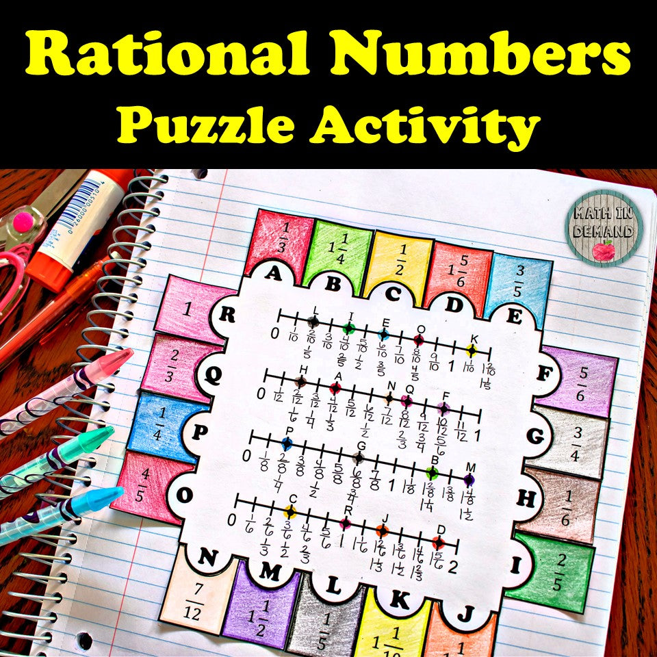 Rational Numbers on the Number Line Puzzle Activity Math Interactive Notebooks