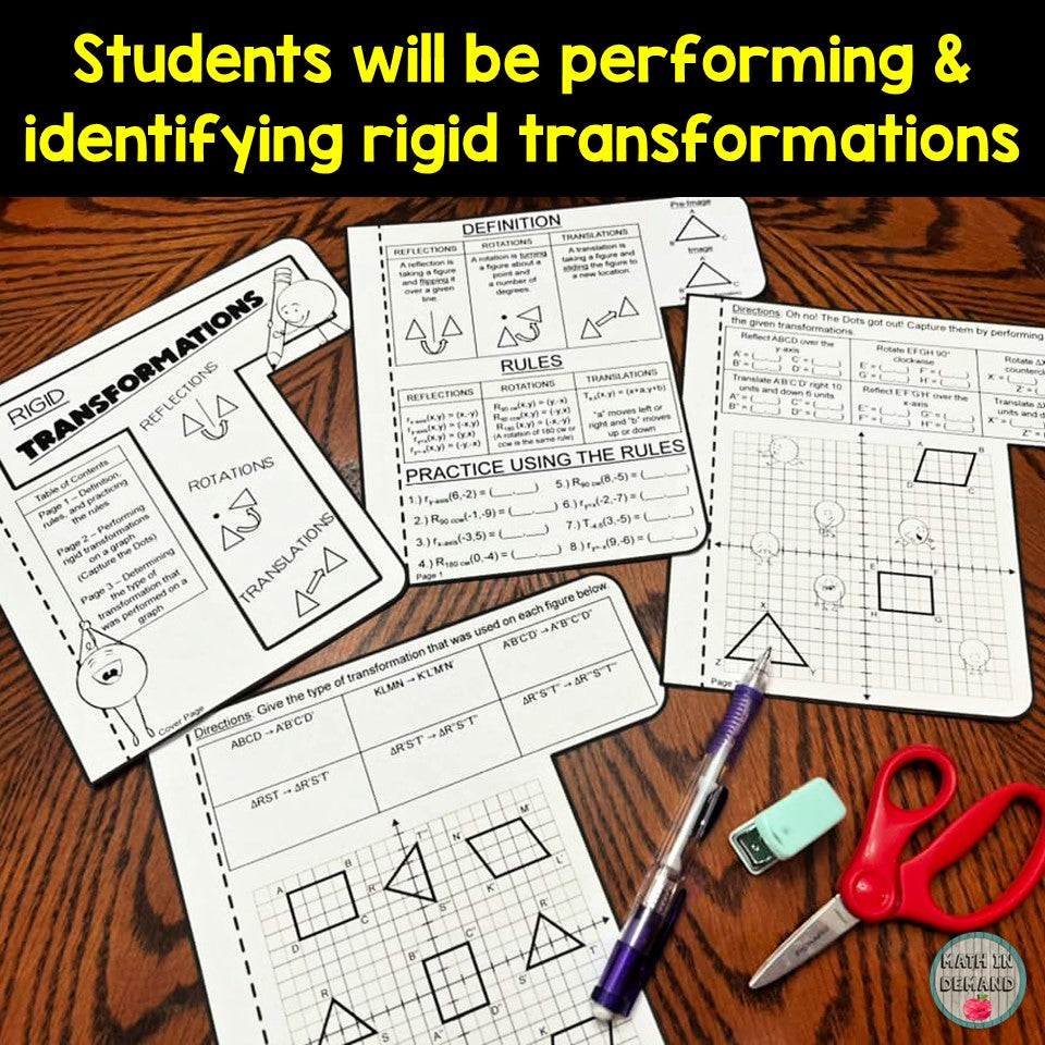 Transformations Booklet (Reflections, Rotations, and Translations ...