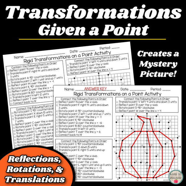 Ridge Transition Shape Math Rigid Transformations on a Point 8th Grade Math Mystery Graphing Activ ...