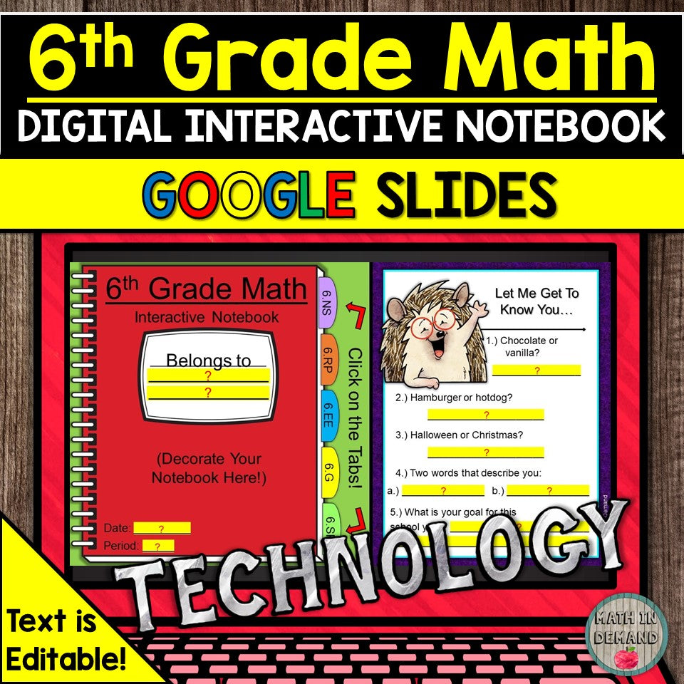 6th Grade Math Digital Notebook