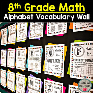 8th Grade Math Alphabet Vocabulary Word Wall (Great for Math Bulletin Boards)