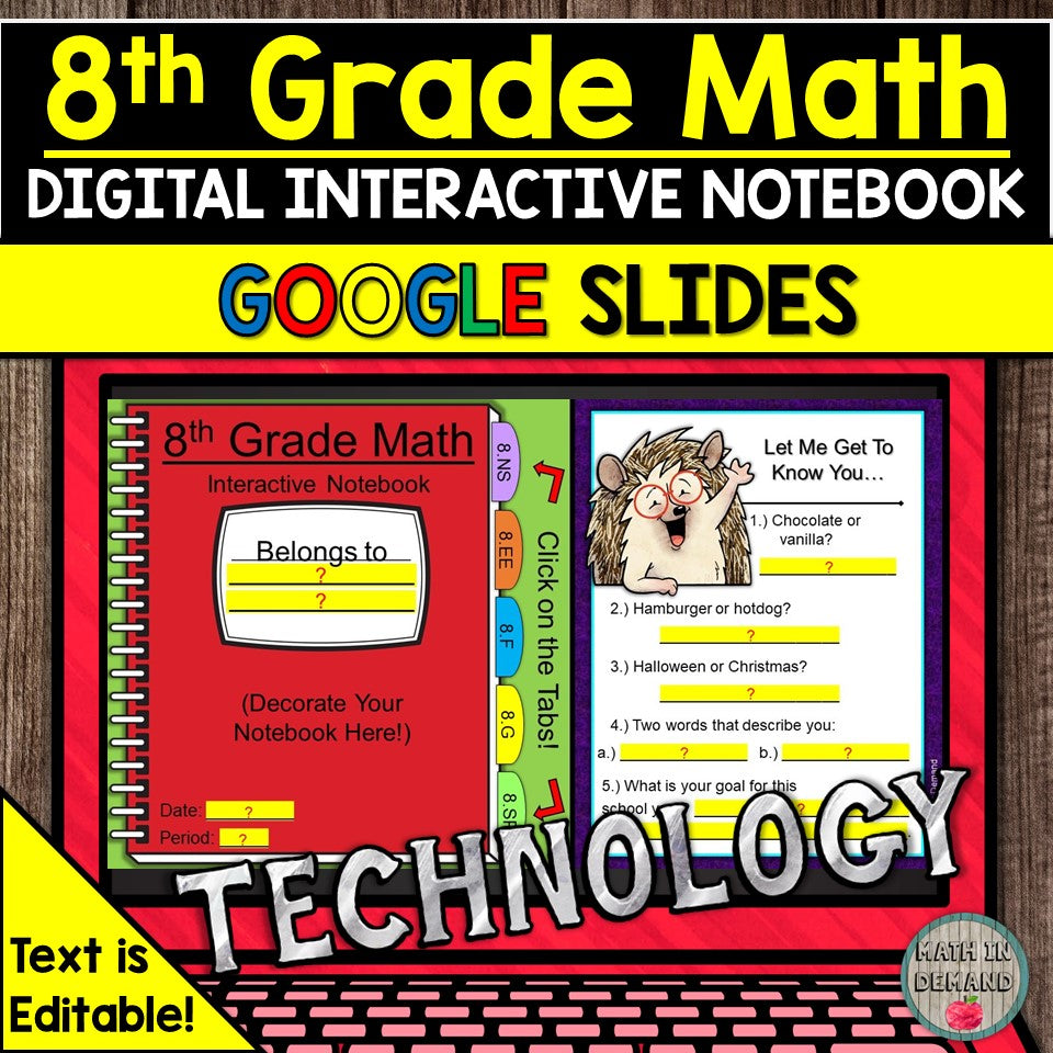 8th Grade Math Notebbok 8th Grade Math Digital Notebook - Math in Demand