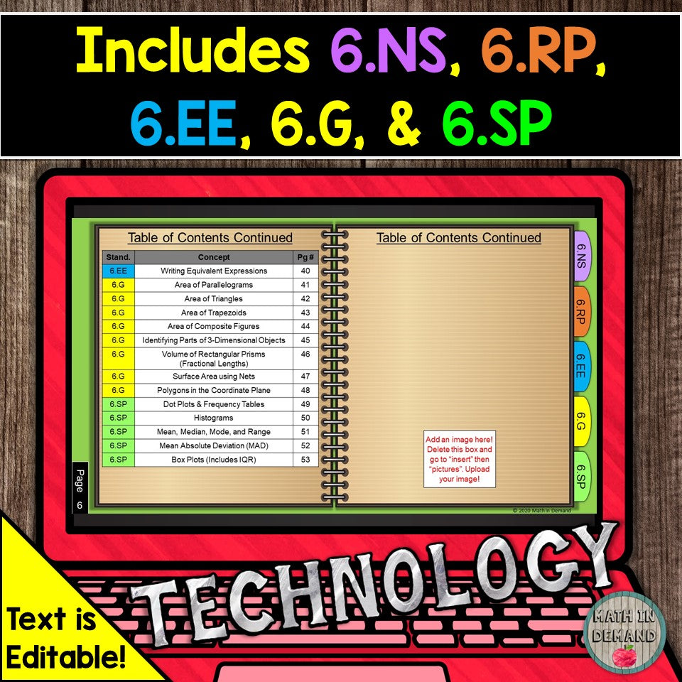 6th Grade Math Digital Notebook Math In Demand