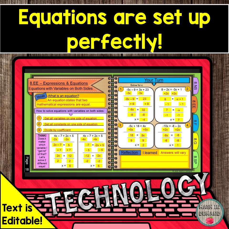 8th Grade Math Notebbok 8th Grade Math Digital Notebook - Math in Demand