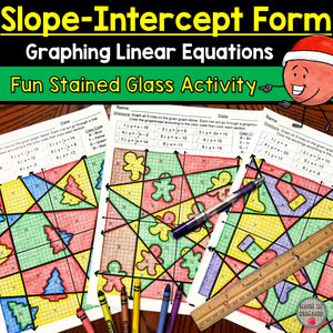 Slope-Intercept Form on a Graph Christmas Stained Glass Activities
