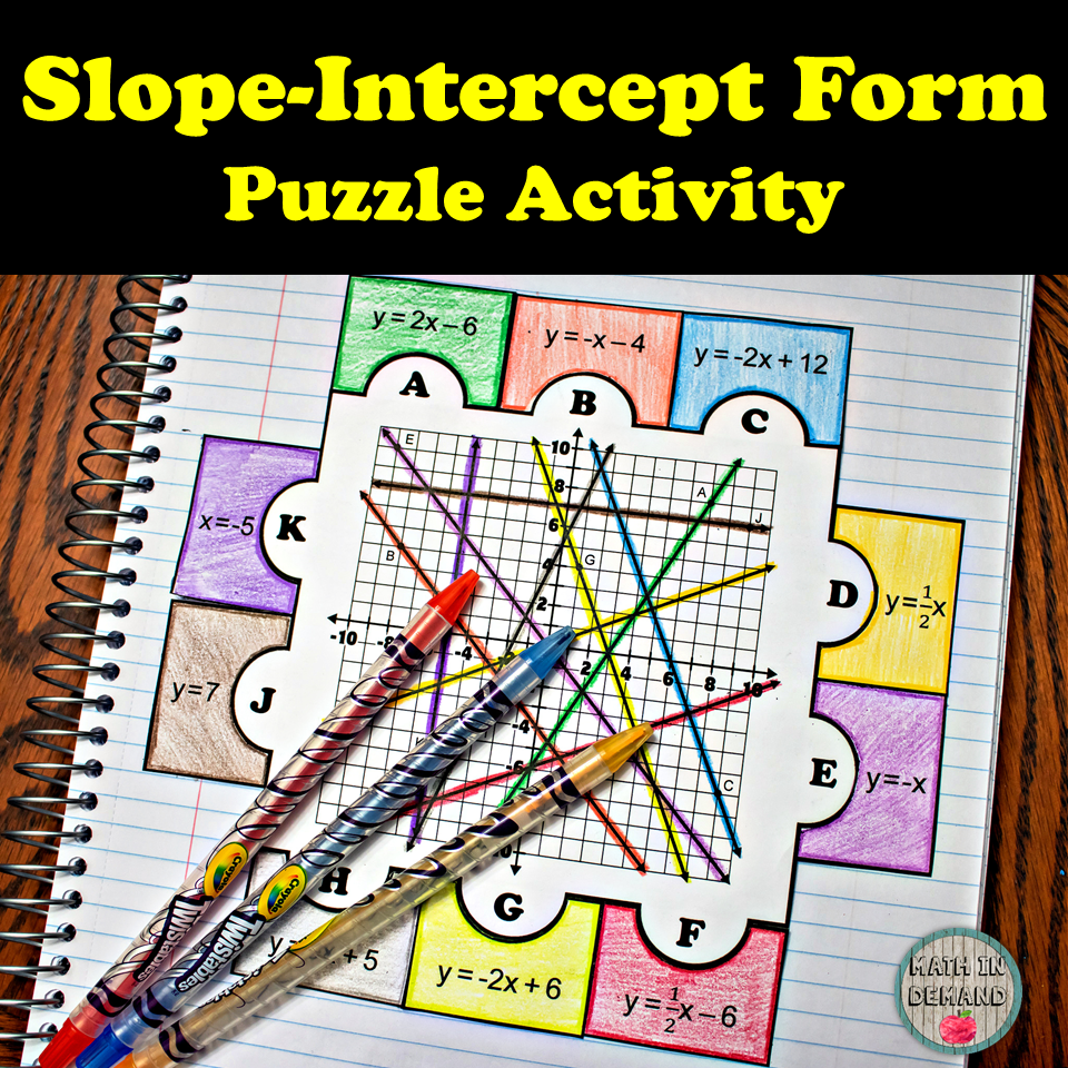 Slope-Intercept Form Puzzle Activity Great for Math Interactive Notebooks