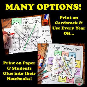 Slope-Intercept Form Puzzle Activity Great for Math Interactive Notebooks
