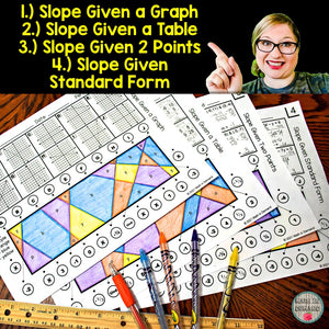 Slope of a Graph, Table, Equation, and 2 Points Stained Glass